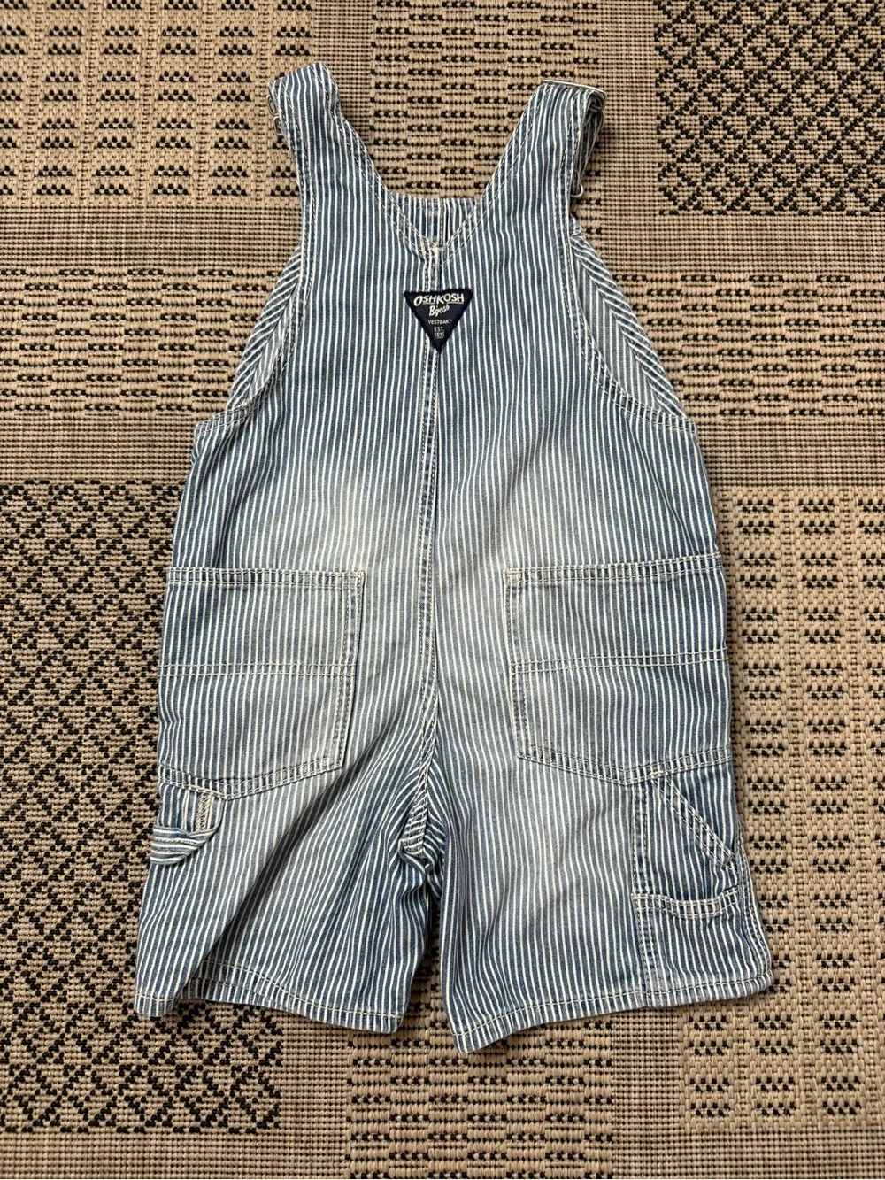 Osh Kosh B’Gosh Light Wash Denim Striped Short Overalls - Size 4T